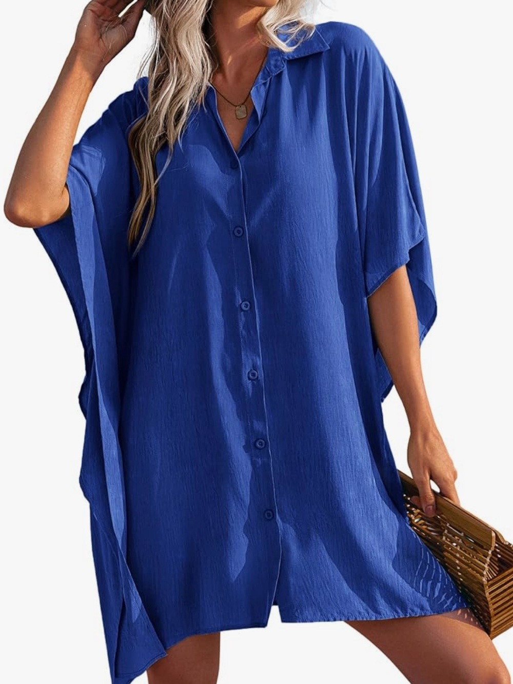 EKOUAER Blue Swimsuit Cover Up